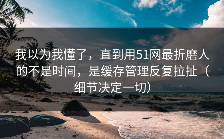 我以为我懂了，直到用51网最折磨人的不是时间，是缓存管理反复拉扯（细节决定一切）