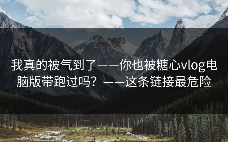 我真的被气到了——你也被糖心vlog电脑版带跑过吗？——这条链接最危险