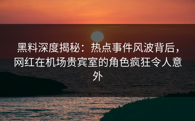 黑料深度揭秘：热点事件风波背后，网红在机场贵宾室的角色疯狂令人意外