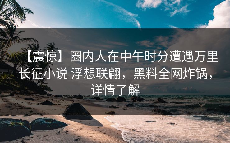 【震惊】圈内人在中午时分遭遇万里长征小说 浮想联翩，黑料全网炸锅，详情了解